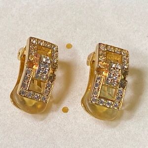 Dior Crystal Gold Plated Clip On Earrings